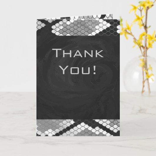 Snakeskin Grey, White en Black Monogrammed Kaart (Gele Bloem)