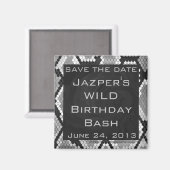 Snakeskin Grey, White en Black Monogrammed Magneet (Voorkant / Achterkant)