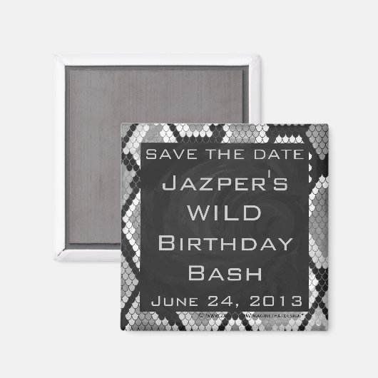 Snakeskin Grey, White en Black Monogrammed Magneet (Voorkant / Achterkant)