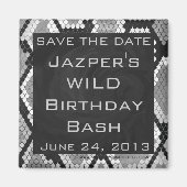 Snakeskin Grey, White en Black Monogrammed Magneet (Voorkant)