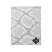 Snakeskin Grey, White en Black Monogrammed Notitieblok (Linkerzijde)