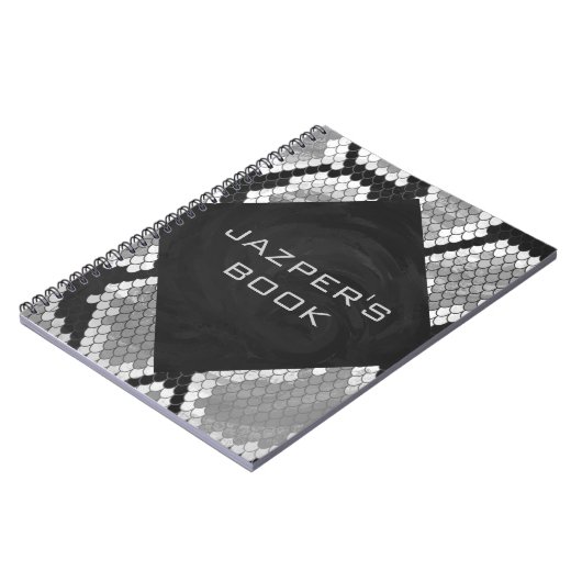 Snakeskin Grey, White en Black Monogrammed Notitieboek (Linkerzijde)