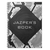 Snakeskin Grey, White en Black Monogrammed Notitieboek (Voorkant)