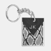 Snakeskin Grey, White en Black Monogrammed Sleutelhanger (Voorkant Links)
