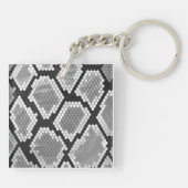Snakeskin Grey, White en Black Monogrammed Sleutelhanger (Achterkant)