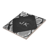 Snakeskin Grey, White en Black Monogrammed Tegeltje (Zijkant)