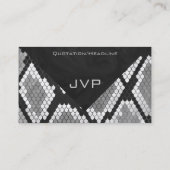 Snakeskin Grey, White en Black Monogrammed Visitekaartje (Achterkant)