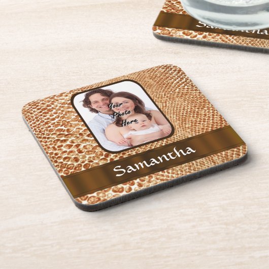 Snakeskin kijken aangepaste foto bier onderzetter (Linkerzijde)