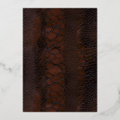 Snakeskin Leather Victoriaans Brown Bewaar de datu Folie Uitnodiging (Achterkant)