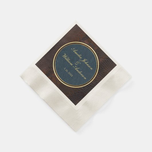 Snakeskin Leather Victoriaans Bruin Wedding Servet (Hoek)