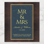 Snakeskin Leather Victoriaans Bruin Wedding Wijn Etiket (Enkel label)