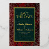 Snakeskin Leather Victoriaans Red Save the Date Folie Uitnodiging (Voorkant)