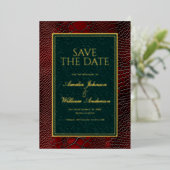 Snakeskin Leather Victoriaans Red Save the Date Folie Uitnodiging (Staand Voorkant)