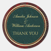 Snakeskin Leather Victoriaans Red Wedding Favors Ronde Sticker (Voorkant)