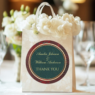 Snakeskin Leather Victoriaans Red Wedding Favors Ronde Sticker