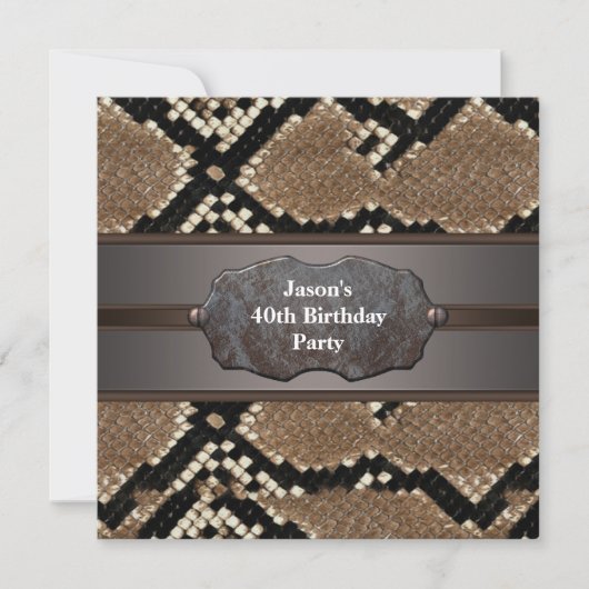 Snakeskin Metal staat voor 40th Birthday Party Kaart (Voorkant)