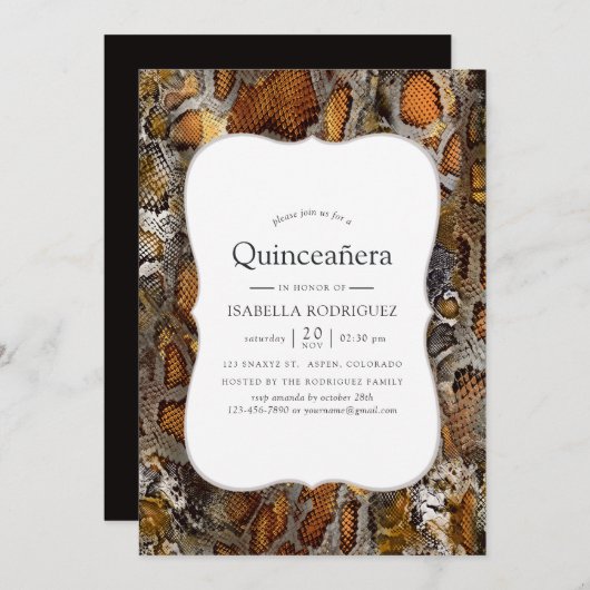 Snakeskin Pattern Quinceanera Kaart (Voorkant / Achterkant)