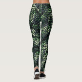 #Snakeskin, Slangenhuid Groen en Zwart Leggings (Achterkant)