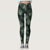#Snakeskin, Slangenhuid Groen en Zwart Leggings (Voorkant)