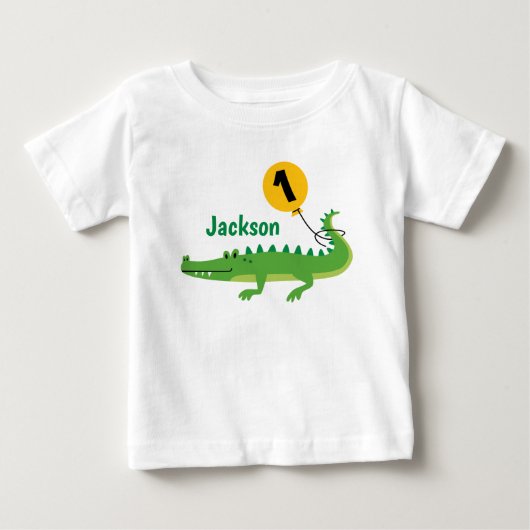 snap Alligator gepersonaliseerde eerste verjaardag (Voorkant)