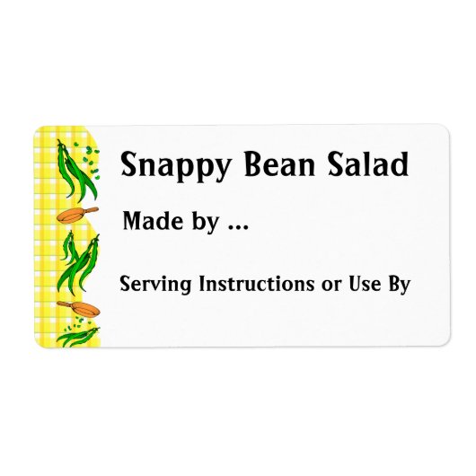 Snap Beans Custom Inblikken of diepvriezer Labels (Voorkant)