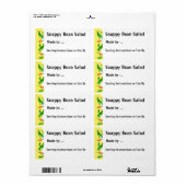 Snap Beans Custom Inblikken of diepvriezer Labels (Full Sheet)