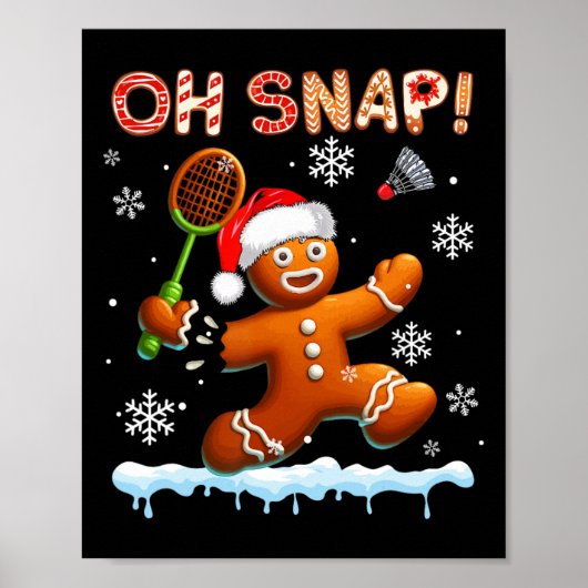 Snap Christmas Gingerbread Broken Spelen Badminton Poster (Voorkant)