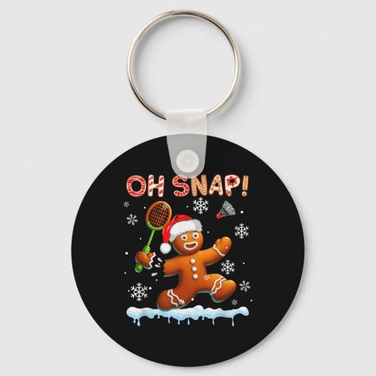 Snap Christmas Gingerbread Broken Spelen Badminton Sleutelhanger (Voorkant)