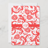 Snap Dragon Coral Damask Wedding Invitation Kaart (Achterkant)