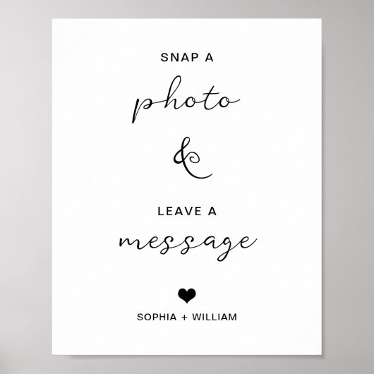Snap een foto laat een bericht achter Modern huwel Poster (Voorkant)