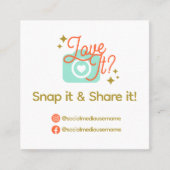 Snap en deel, hou ervan? Sociale media Vierkante Visitekaartje (Voorkant)