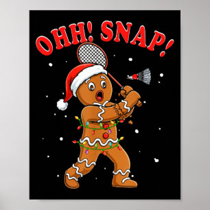 Snap Kerstman Kerstbrood Speelt Badminton Poster