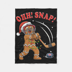 Snap Kerstman Santa Peperkoek Ijshockey Spelend Fleece Deken