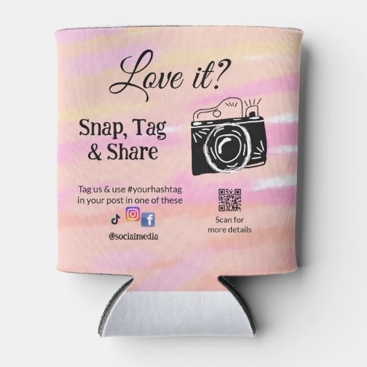 Snap label Share Media Camera Voeg socials toe Hou Blikjeskoeler (Voorkant)