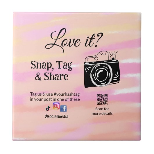 Snap label Share Media Camera Voeg socials toe Hou Tegeltje (Voorkant)