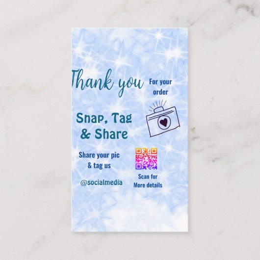 Snap label share social media q r code glitter bla (Achterkant)