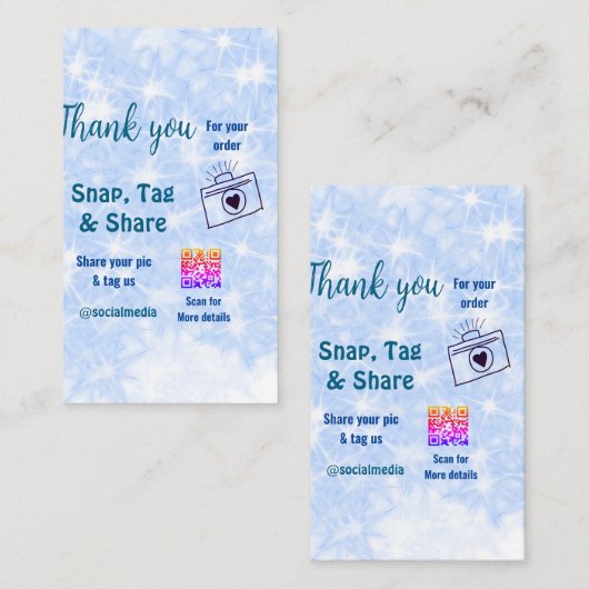 Snap label share social media q r code glitter bla (Voorkant / Achterkant)