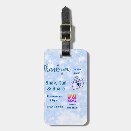Snap label share social media q r code glitter bla bagagelabel (Voorkant verticaal)