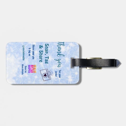 Snap label share social media q r code glitter bla bagagelabel (Achterkant horizontaal)