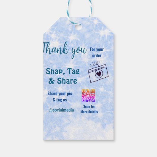 Snap label share social media q r code glitter bla cadeaulabel (Achterkant)