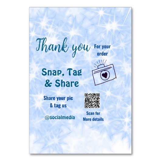 Snap label share social media q r code glitter bla kaart (Achterkant)