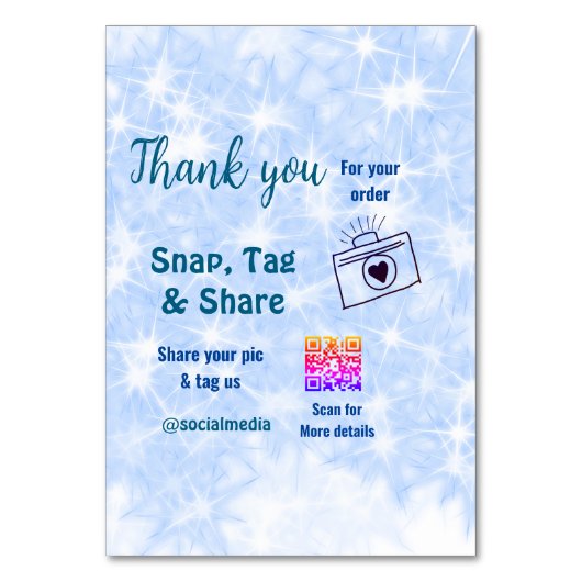 Snap label share social media q r code glitter bla kaart (Voorkant)