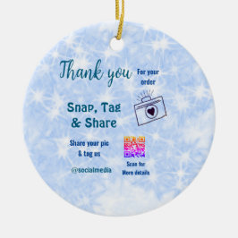 Snap label share social media q r code glitter bla keramisch ornament