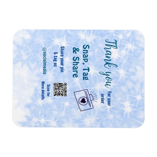 Snap label share social media q r code glitter bla magneet (Horizontaal)