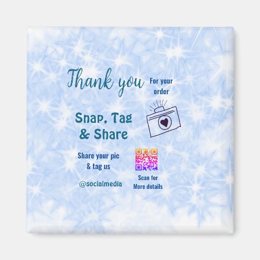 Snap label share social media q r code glitter bla magneet (Voorkant)