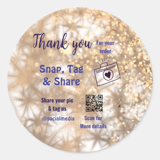 Snap label share social media q r code glitter gol (Voorkant)