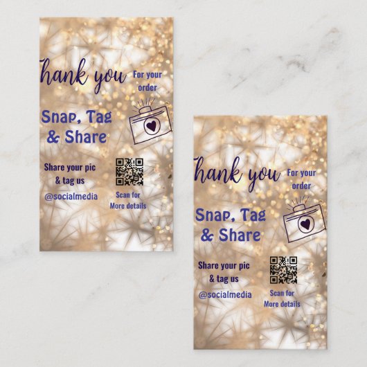 Snap label share social media q r code glitter gol (Voorkant / Achterkant)