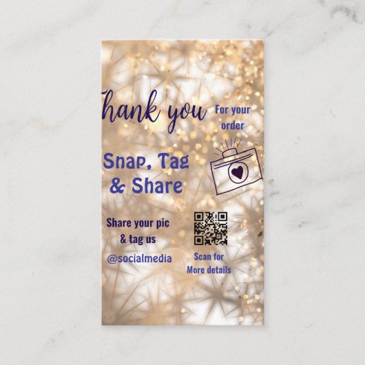 Snap label share social media q r code glitter gol (Voorkant)