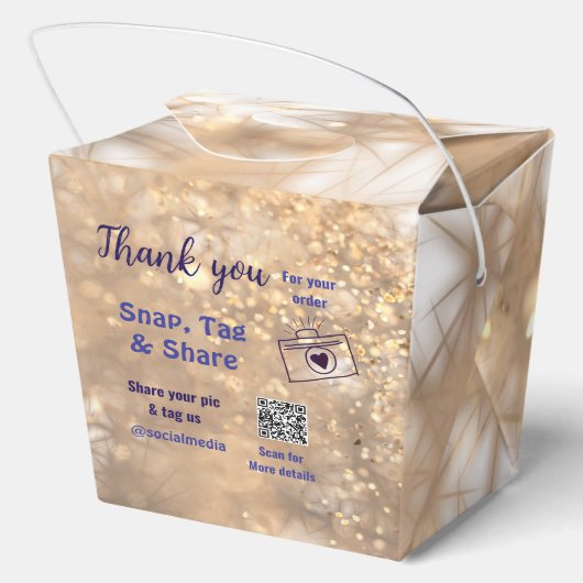 Snap label share social media q r code glitter gol bedankdoosjes (Achterkant)