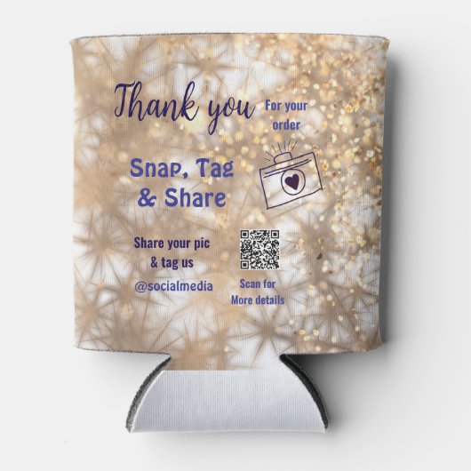 Snap label share social media q r code glitter gol blikjeskoeler (Voorkant)